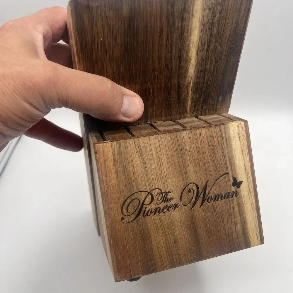 PIONEER WOMEN Wooden Wood Knife Block with 13 Slots